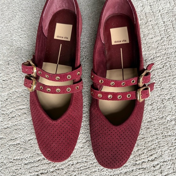 Dolce Vita Shoes - Dolce Vita Burgundy Double-Strap Perforated Flats